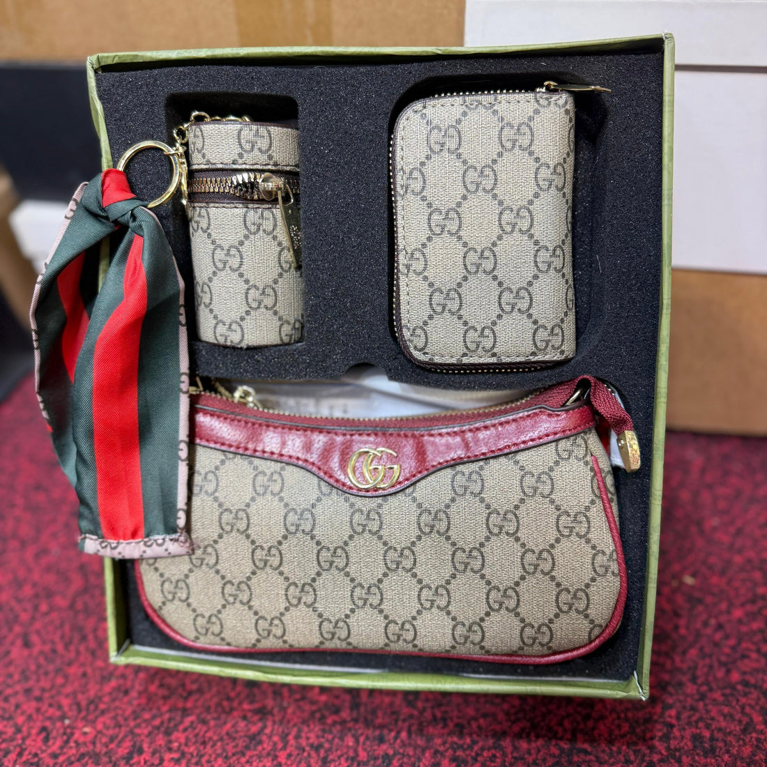 GUCCI Premium 3 in 1 Monogram Accessories Set for women (GIFT SET)