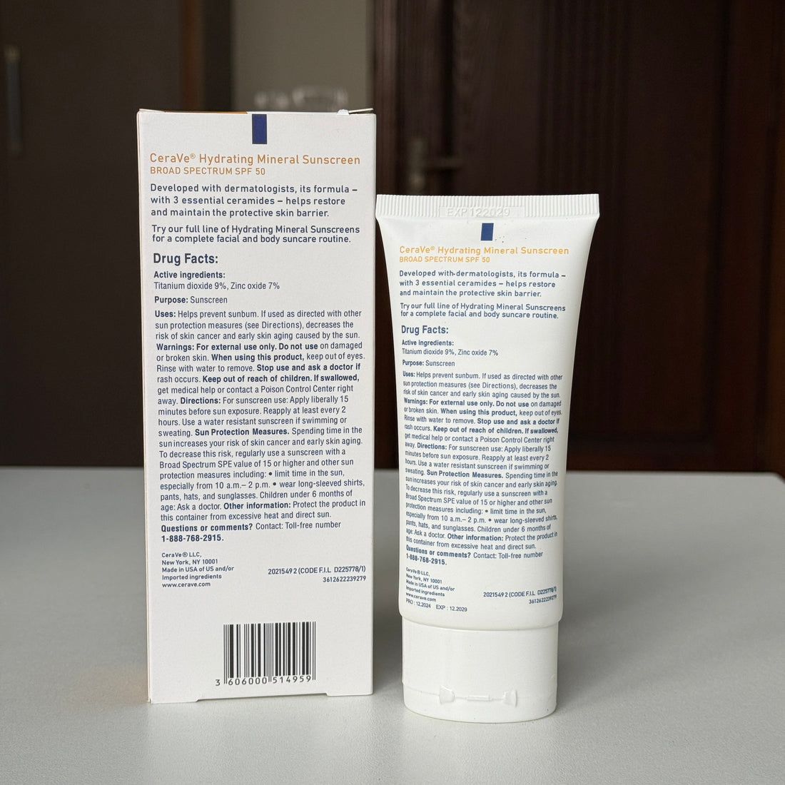 CeraVe Hydrating Mineral Sunscreen Broad Spectrum SPF 50