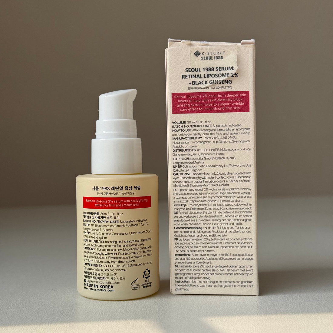 K-SECRET SEOUL 1988 Serum : Retinal Liposome 2% + Black Ginseng 30ml