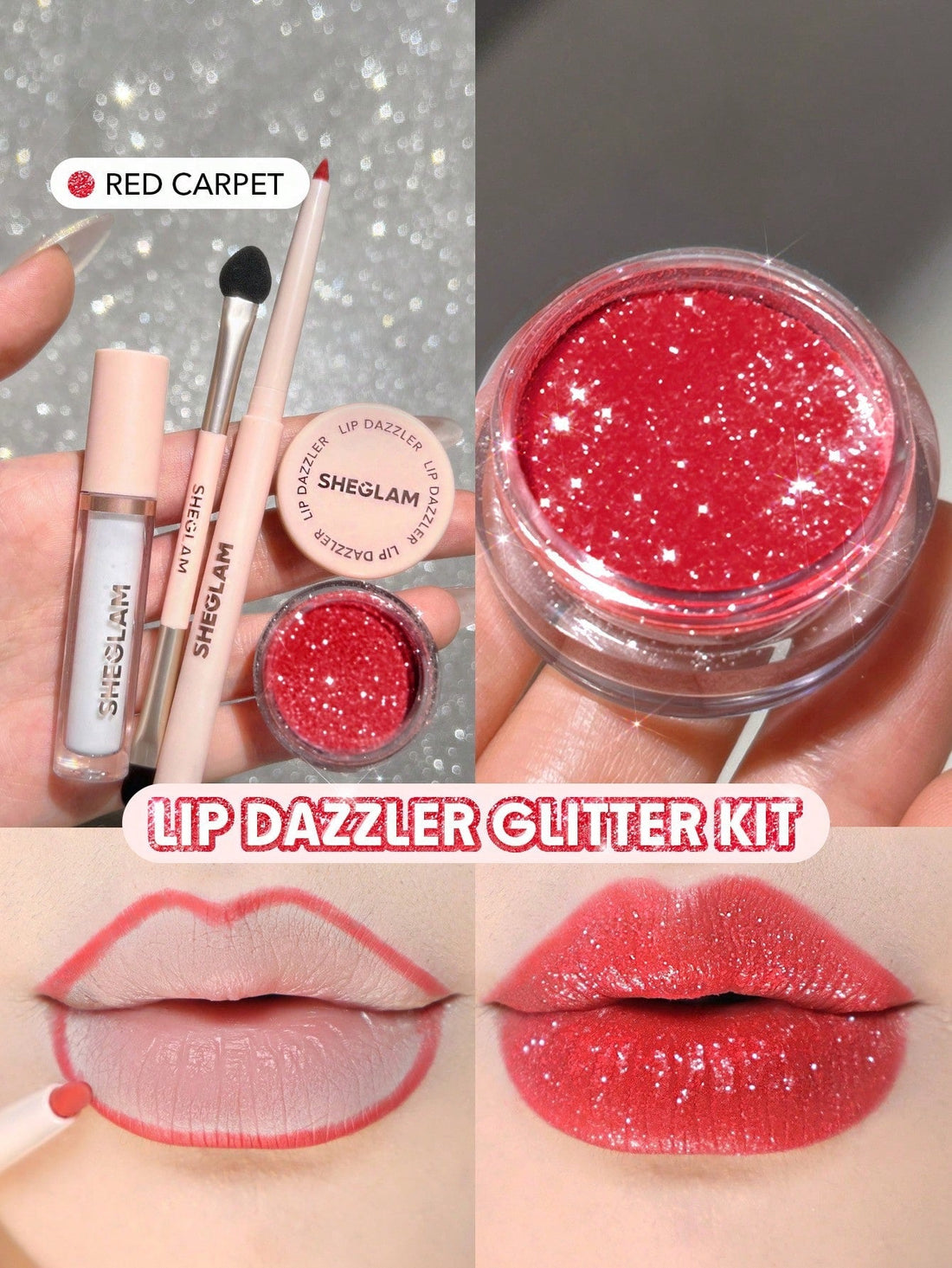 SHEGLAM LIP DAZZLER GLITTER KIT 4 IN 1 (PRE BOOKING START NOW )
